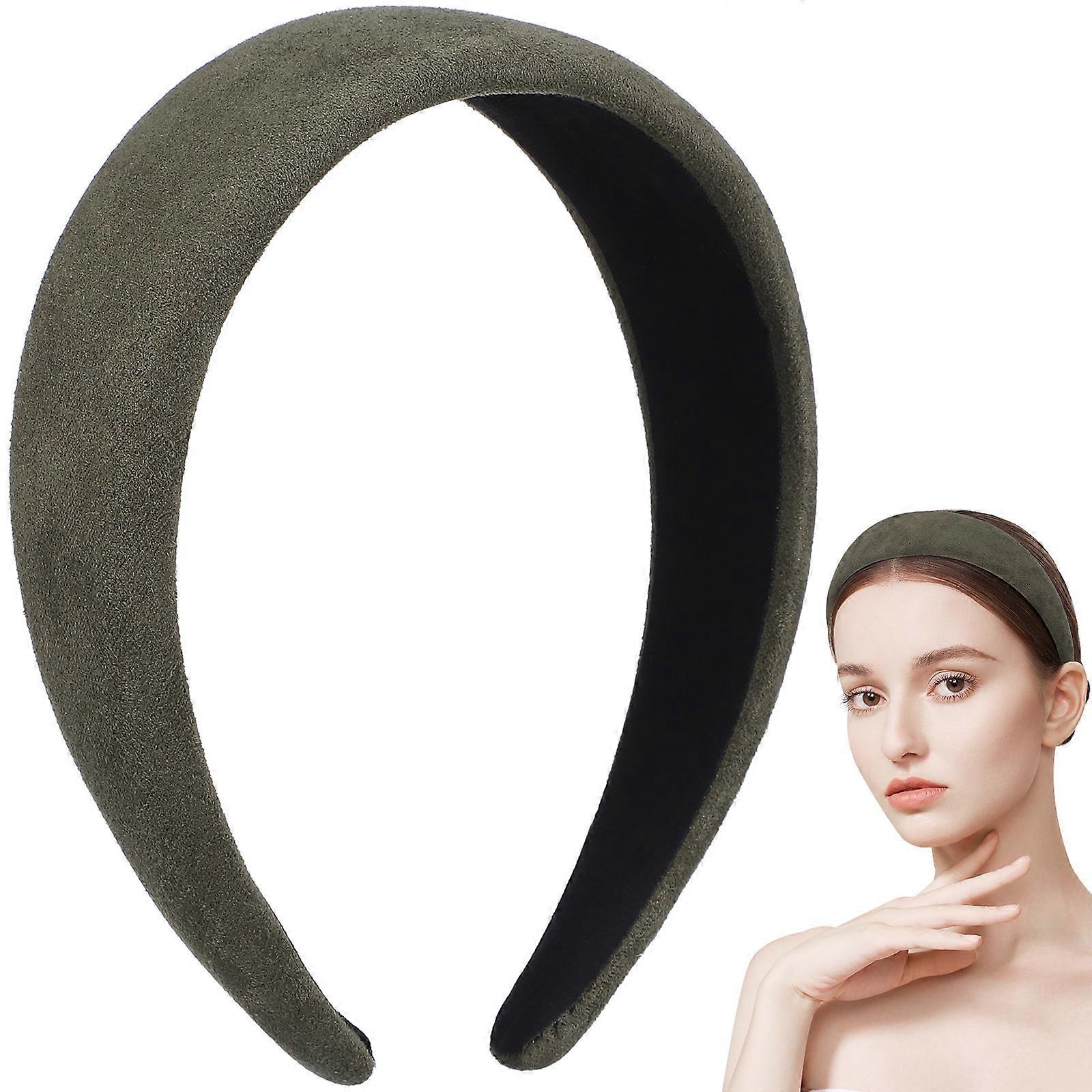 Wide Headbands for Women Made of Suede Sponge in Dark Green Color Gentle Comfortable Fit