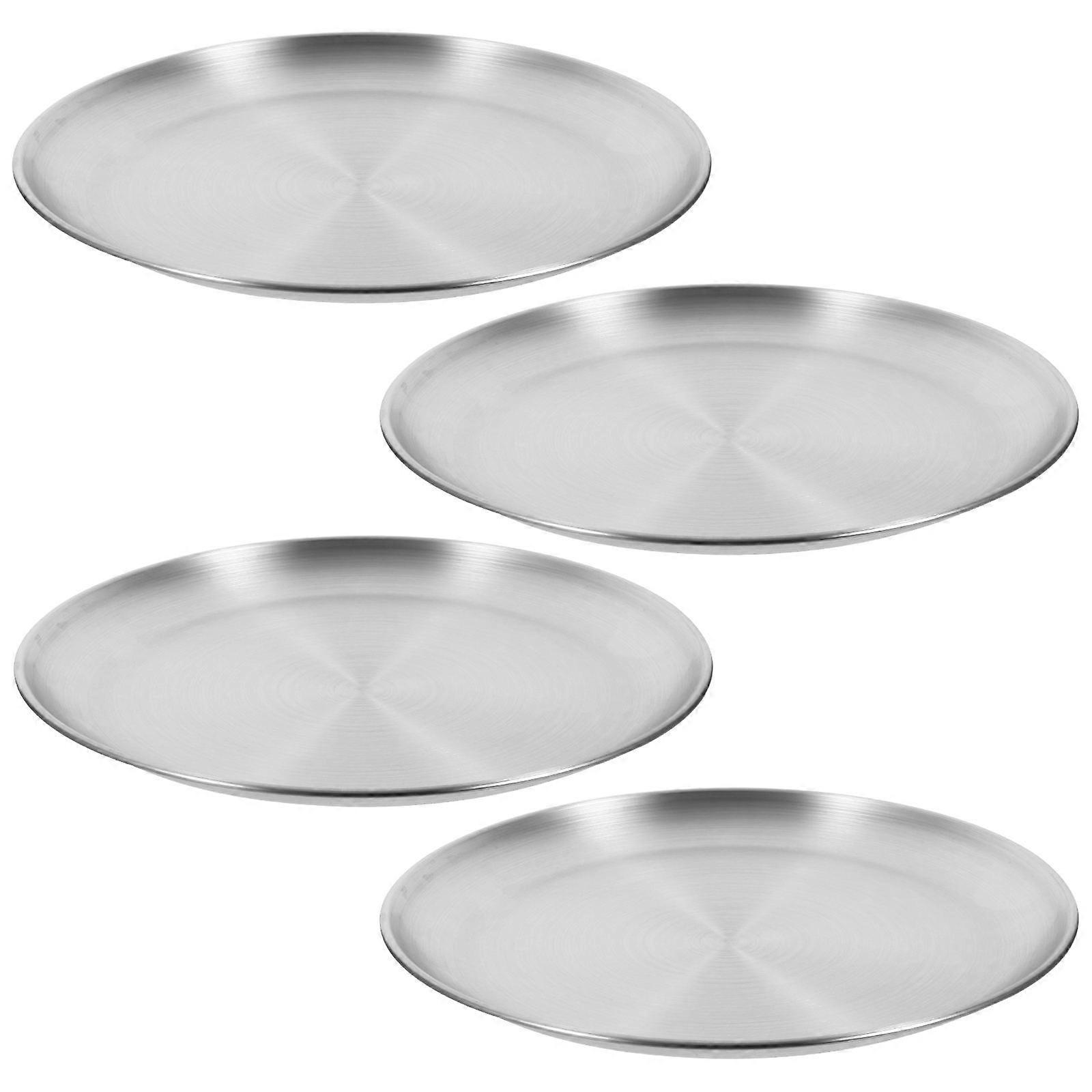 Metal Pizza Baking Tray Round Pizza Pan Roasting Function Scratch-Resistant Surface 4Pcs