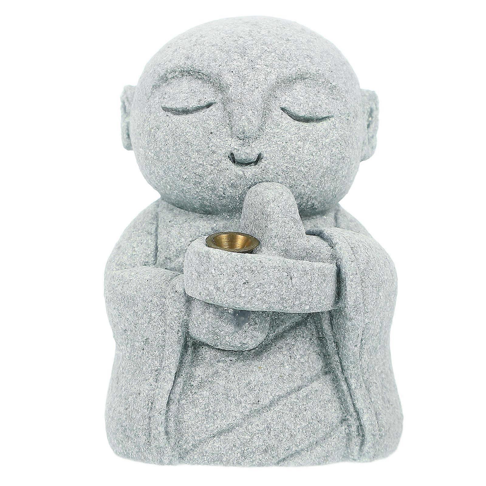 Grey Sandstone Buddha Statue for Home Decor with Intricate Design and Serene Expression 6.5 inches