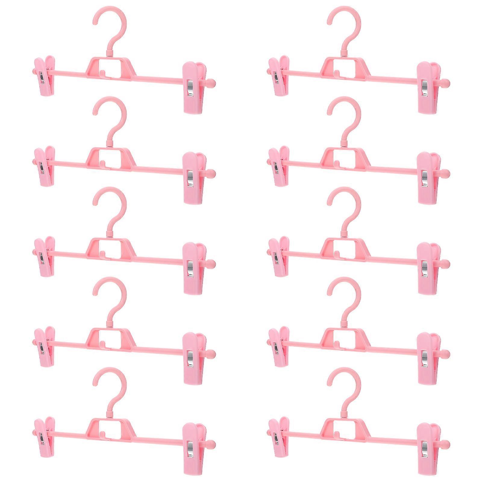Pants Rack 10Pcs Plastic Adjustable Clips Ideal For Clothes Drying And Storing Designed For Household Users In Pink Color
