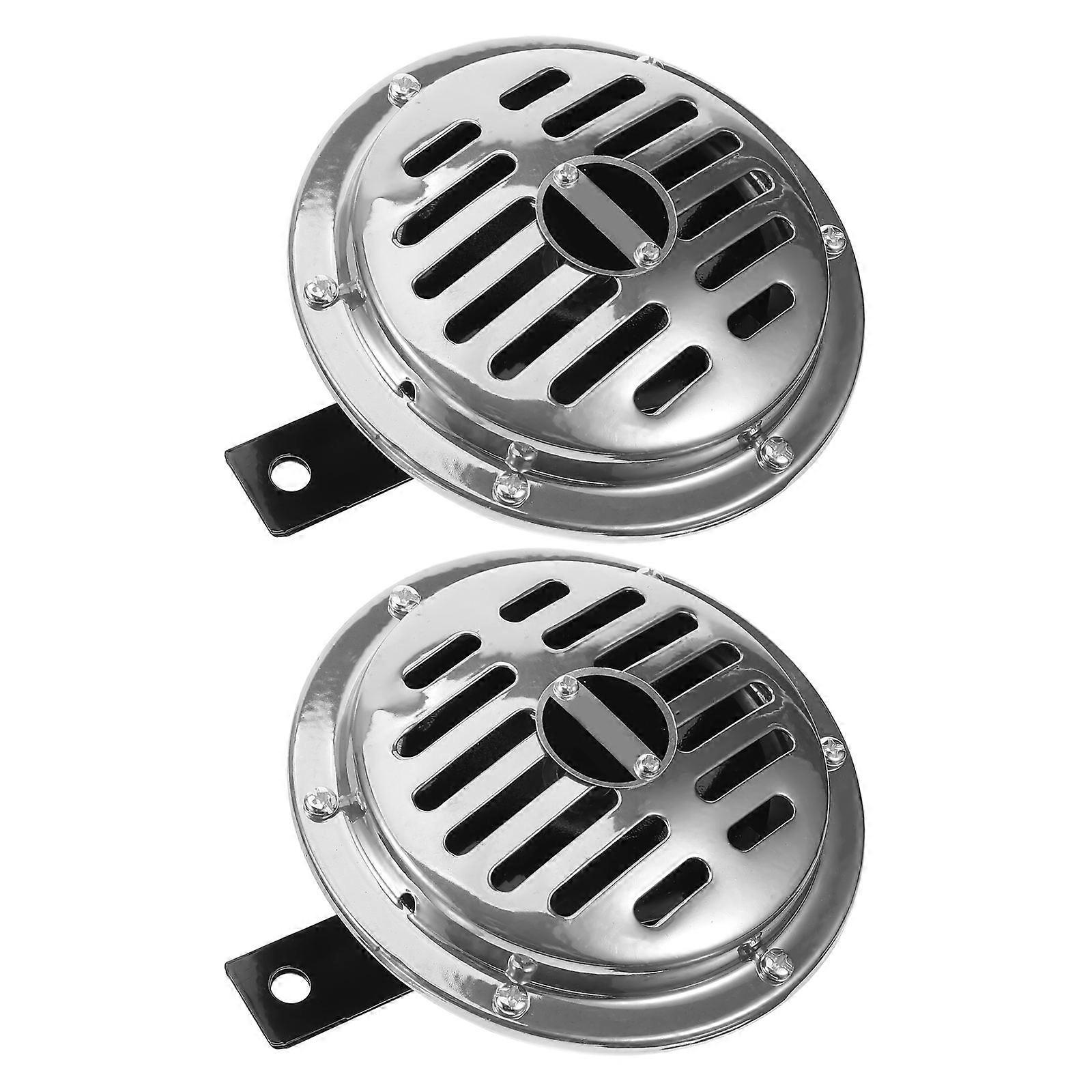 Loud Electric Horn with Basin Design for Car Use Made of Manganese Steel Black 1 Pair
