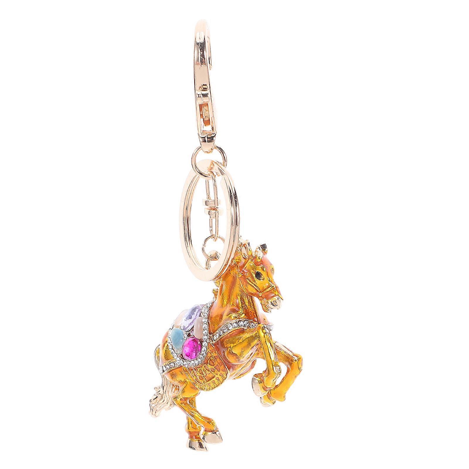 Women's Rhinestone Alloy Horse Keychain Scratch Resistant, Feng Shui Charm, Elegant Design for Handbags, Backpacks, Car Keys, Symbolic Gift