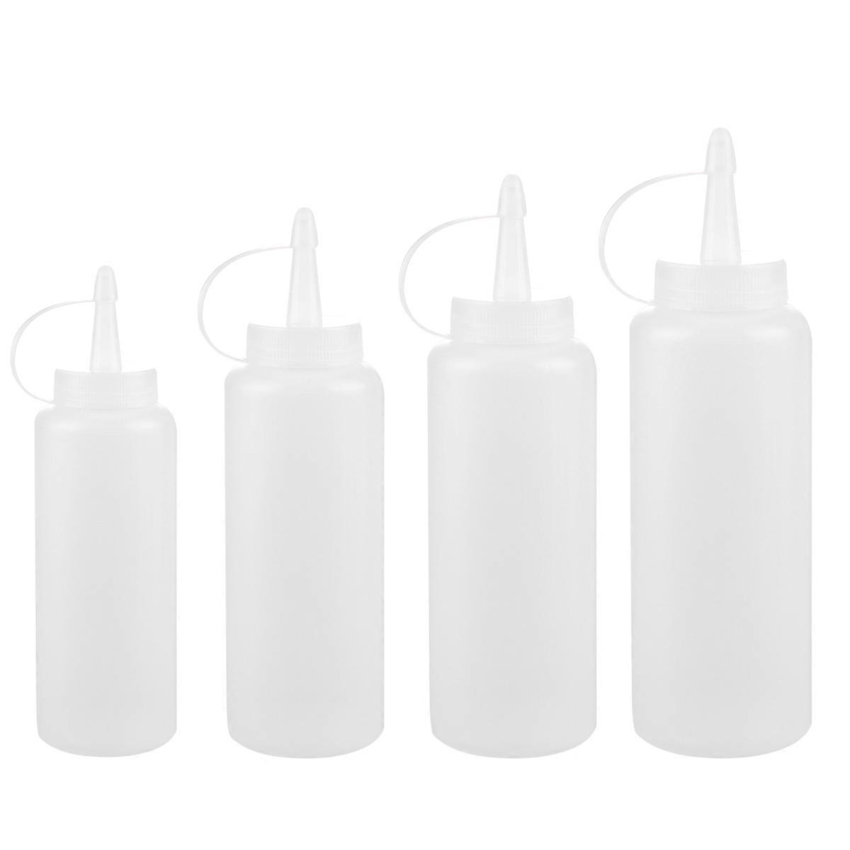 4 Pack Plastic Squeeze Salad Dressing Bottle Condiment Container for Use White