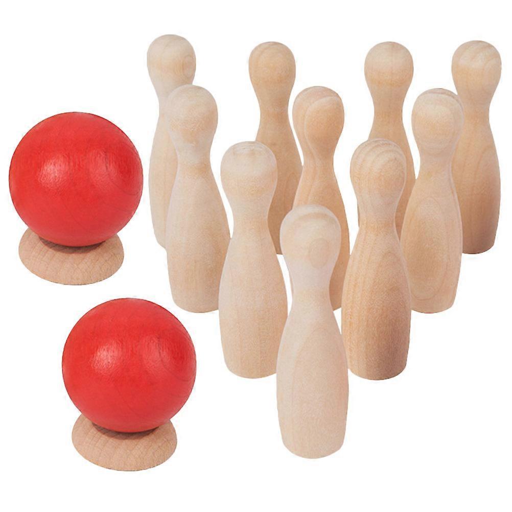 Wooden Bowling Toys for Kids Great for Indoor Outdoor Play Assorted Color Smooth Surface 1 Set