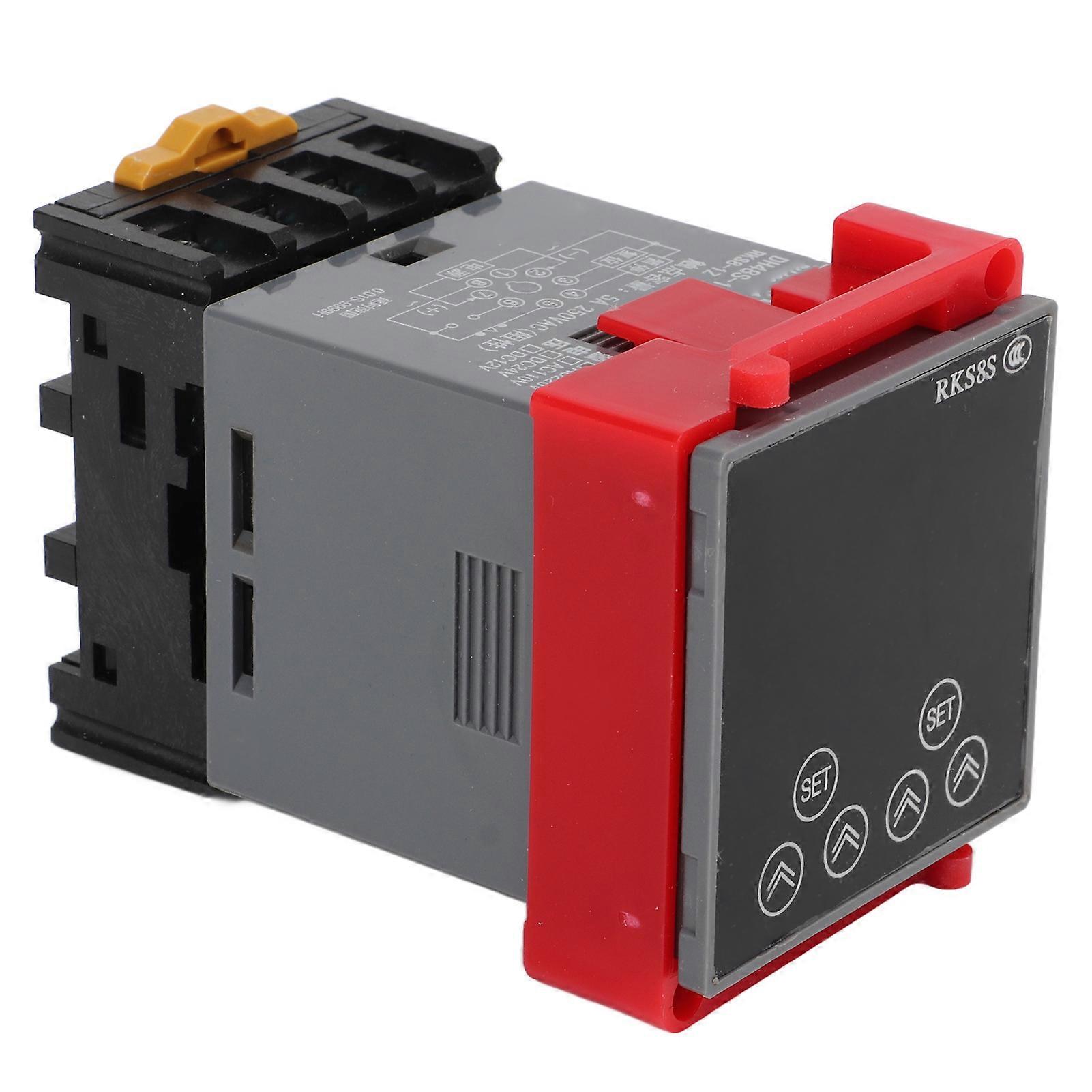 Time Relay LCD Display Multifunctional PP Flame Retardant Housing Delay Timer for Automation Equipment DC12V 