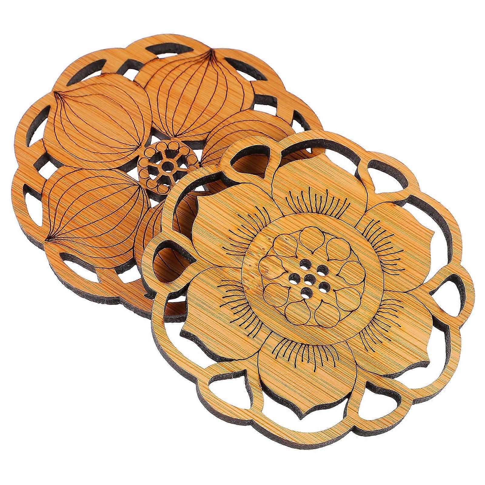 Lotus Shape Bamboo Mats 1 Set Thickened Design Protect Table for Home Use