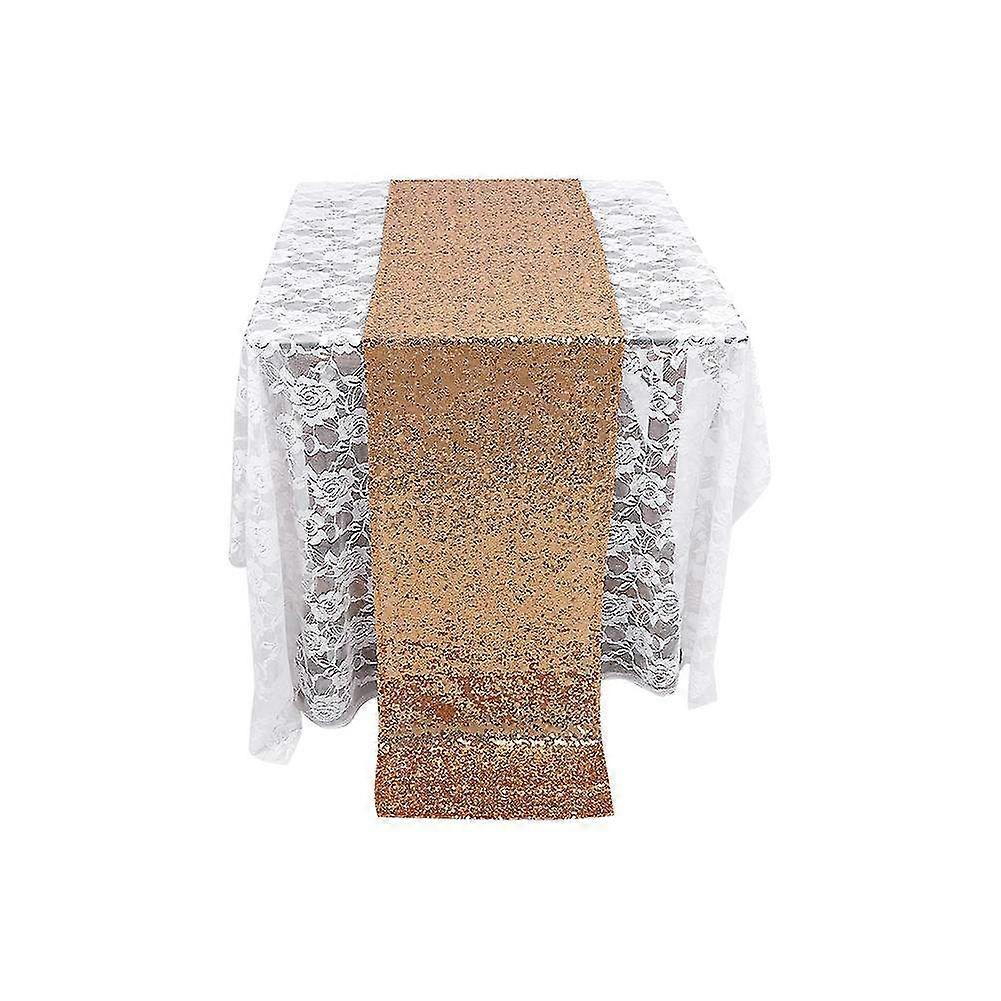 Rose Gold Glitter Sequin Table Runner Cloth - 275x30cm Sparkly Decoration for Weddings & Party Events
