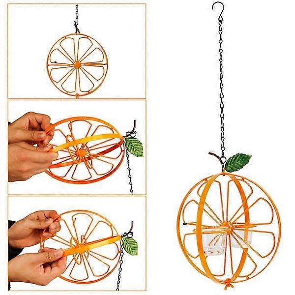 1 orange metal hummingbird double loop bird feeder, outdoor