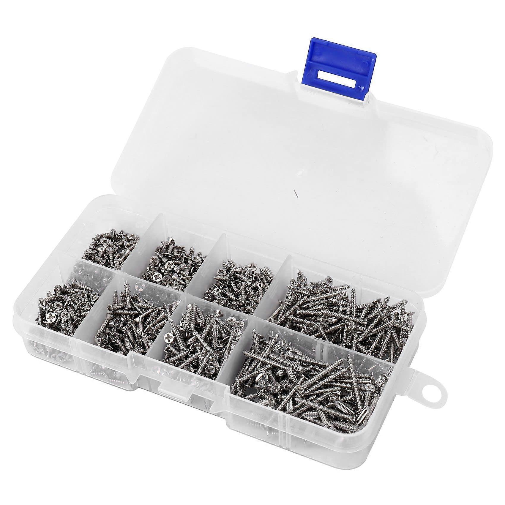 800 Pieces Stainless Steel Self-Tapping Screw Set with M2 Thread and Lock Nuts for Durable Fastening