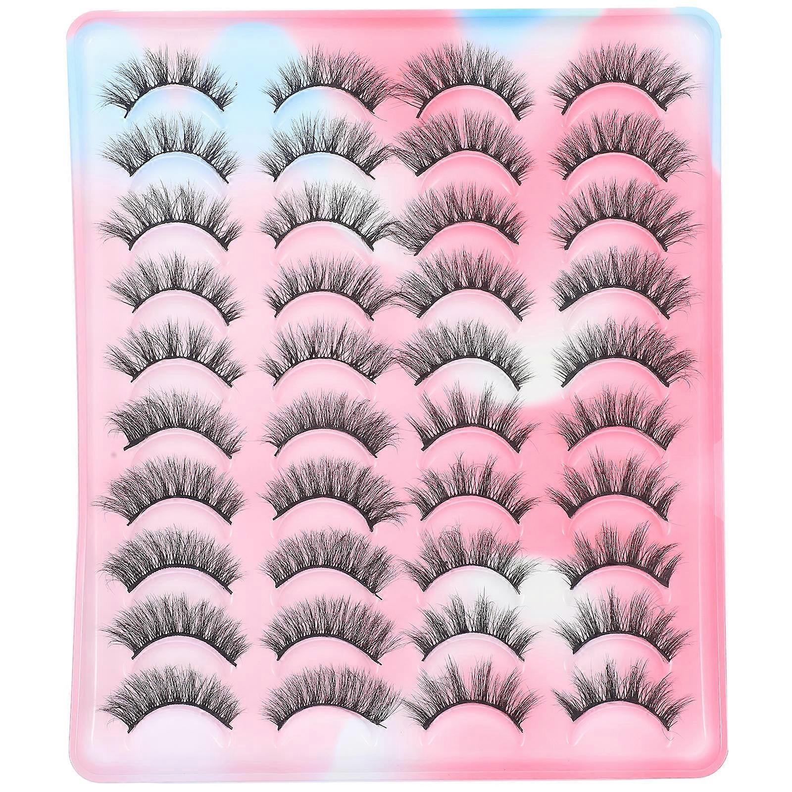Bulk False Eyelashes in Black for Practice Lightweight Comfortable and Reusable Polyester 20 Pairs