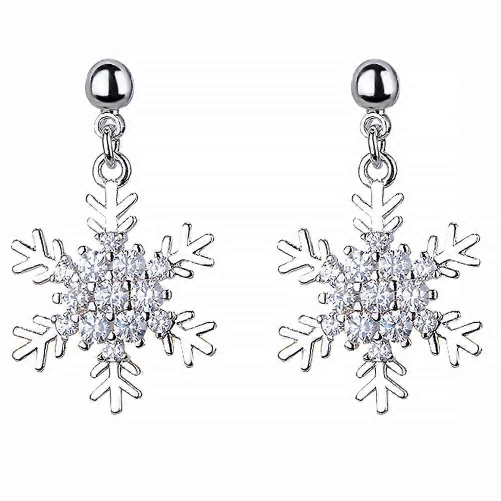 1 Pair of Snowflake Christmas Earrings Dangle Style