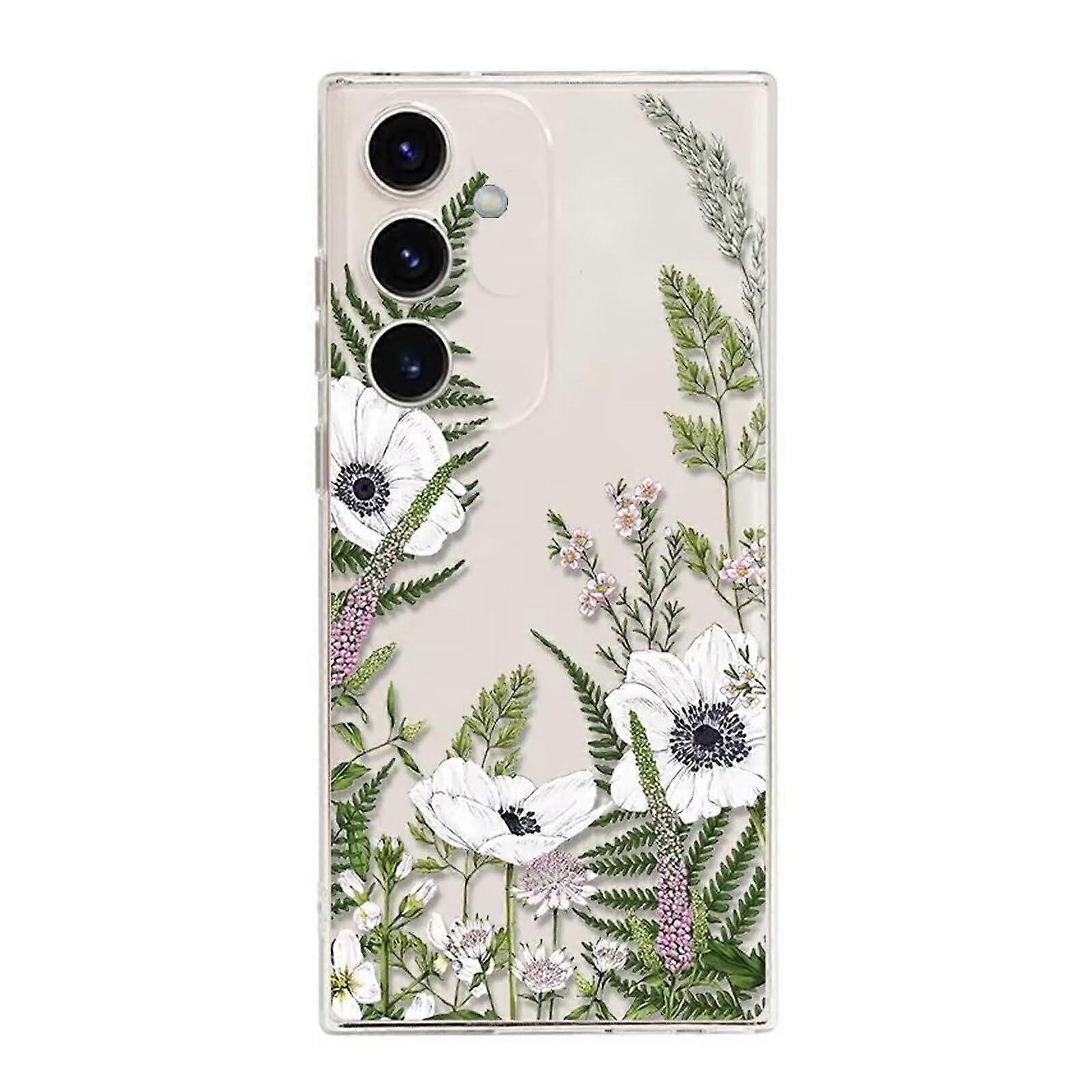 Creative Flower Case for Samsung Galaxy S23 Plus, Transparent Soft TPU Cover with Butterfly and Leaf Design