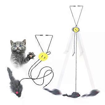 Cat Toy Retractable Type Door Hanging Funny Stick Cat Scratching Rope Mouse Cat Toy Toy Cat Stick Hanging Kitten Interactive Toys