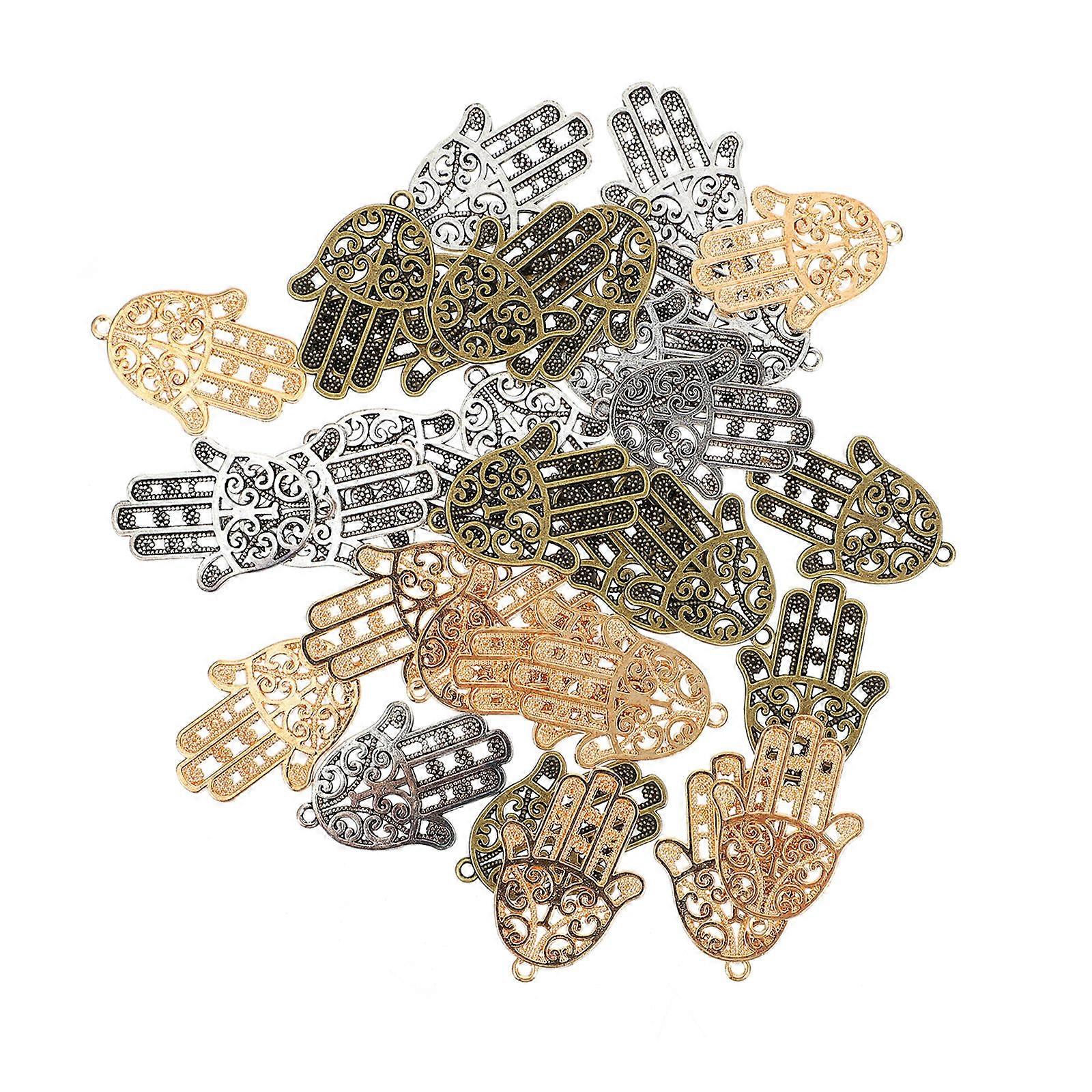 30 Pcs Palm Shape Jewelry Making Clasps Assorted Color For Artisans DIY Projects Durable Alloy