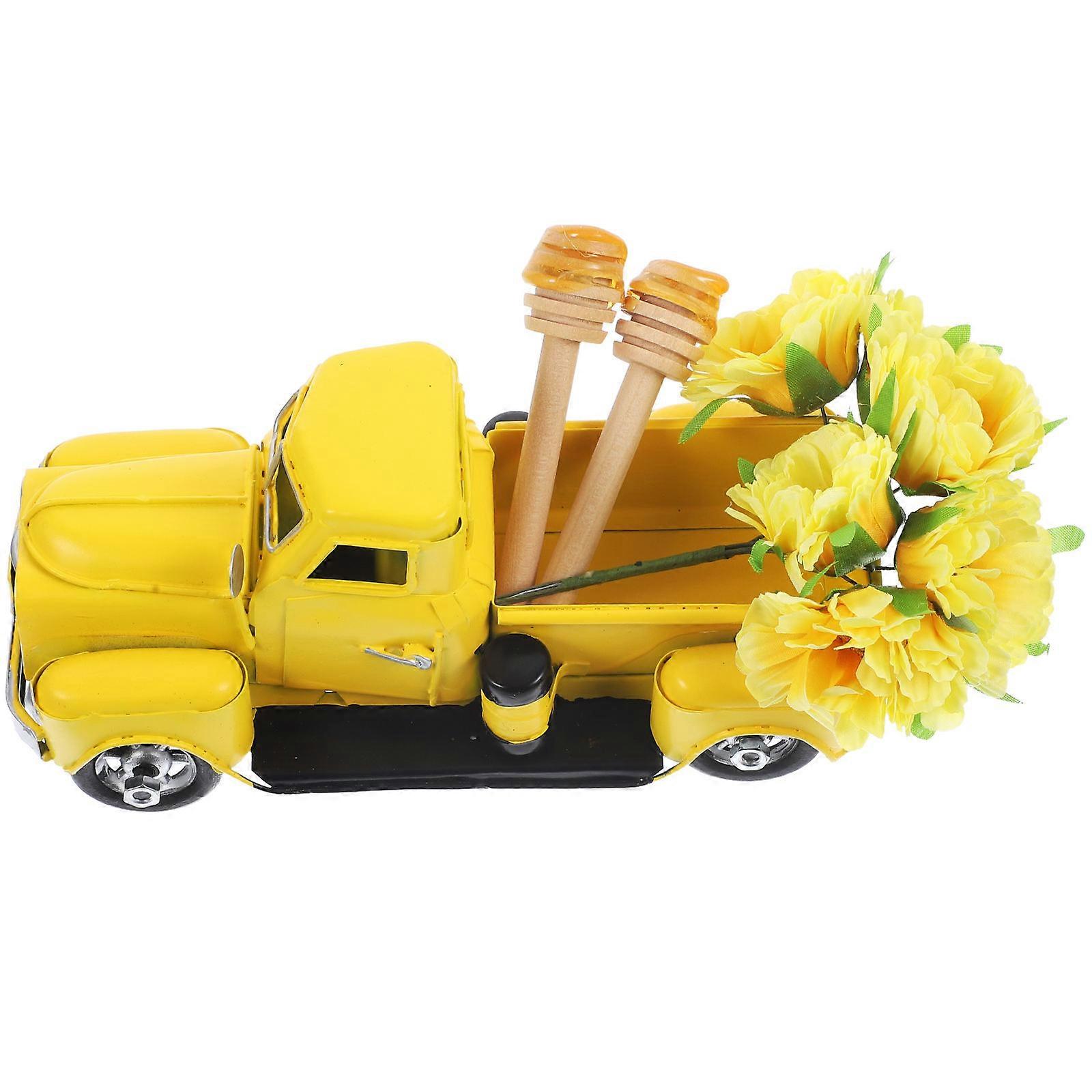Decorations for Tiered Trays and Home Decor Wooden Sign Yellow 7.5x4.5x0.5 Inches