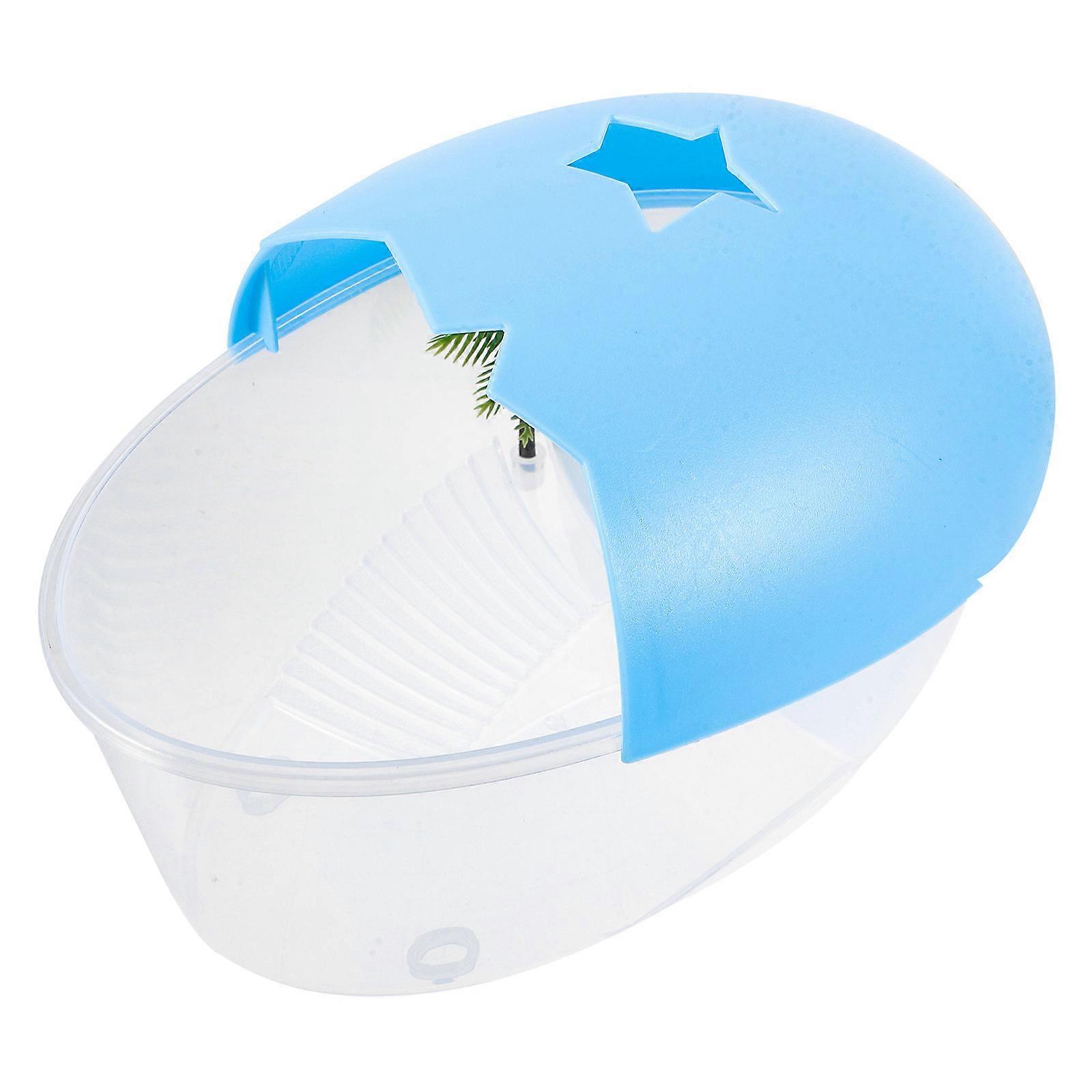 Turtle Feeding Box Tortoise Activity Tank Home Use Sky-Blue Plastic Basking Platform 1Pcs