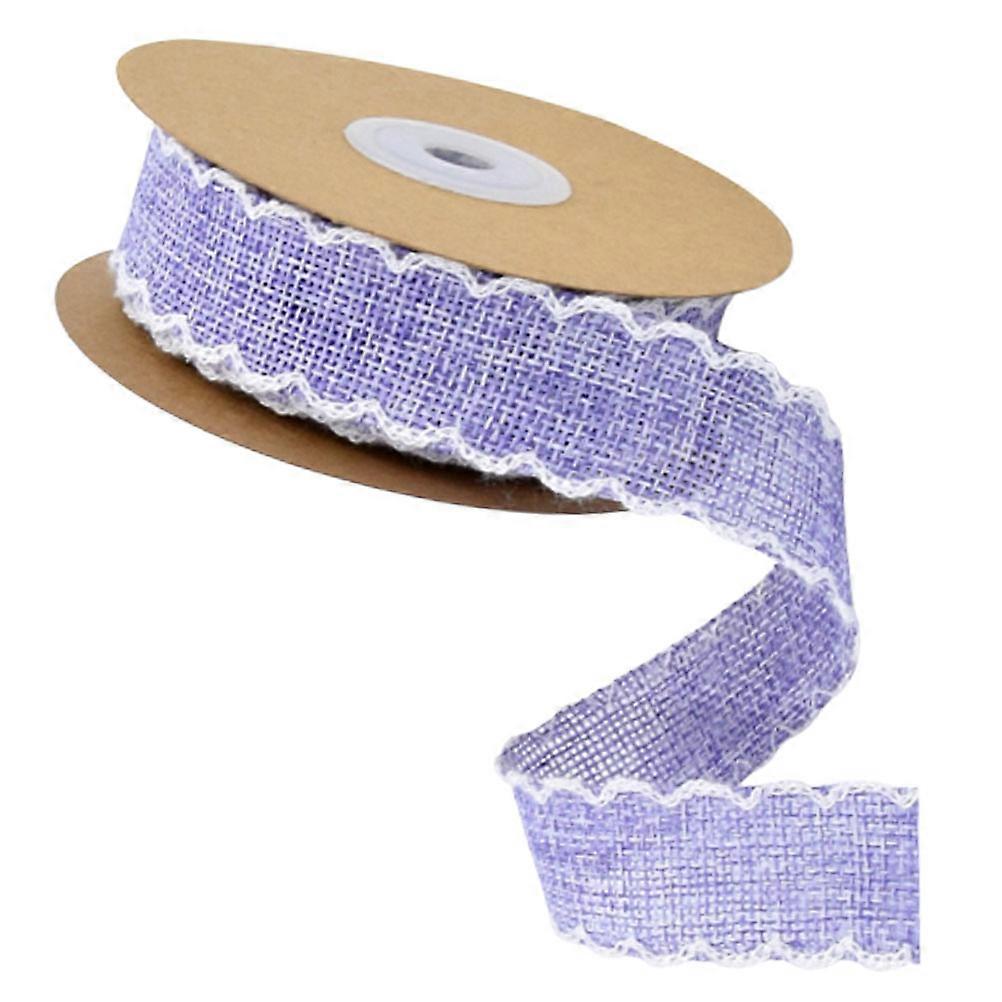Purple Wavy Brim Linen Ribbon Roll For Gift Wrapping Party Decoration 1 Roll
