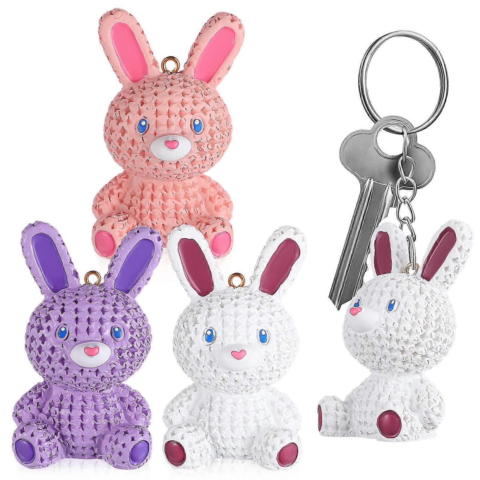 Lovely Small Bunny Charms For Backpacks And Key Chains Bunny Shape Decorative Accessory 3 Pcs