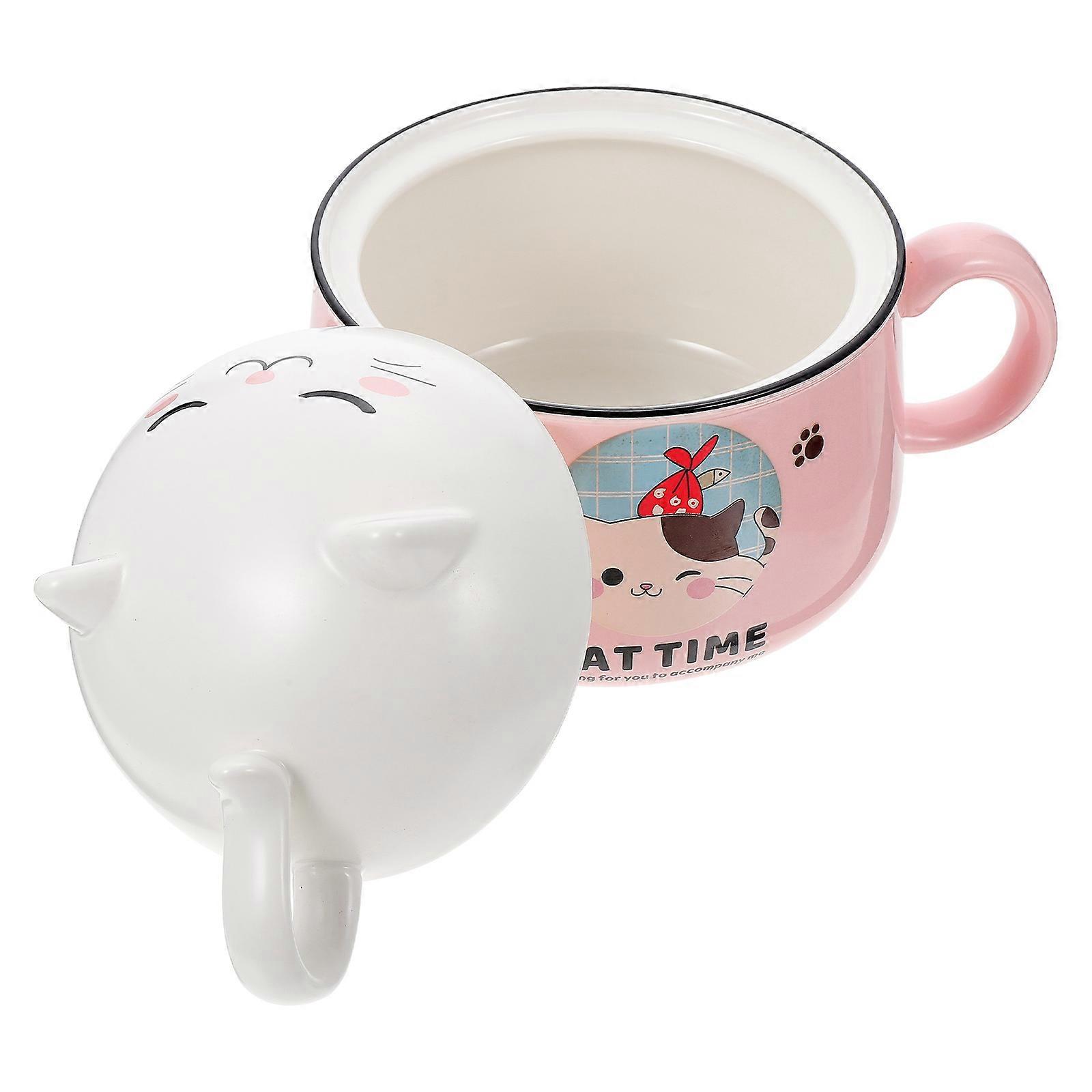 Large Cereal Bowl With Cats Suitable For Dining Room Restaurant 7.3X5.5X5.7in Practical 1Pcs