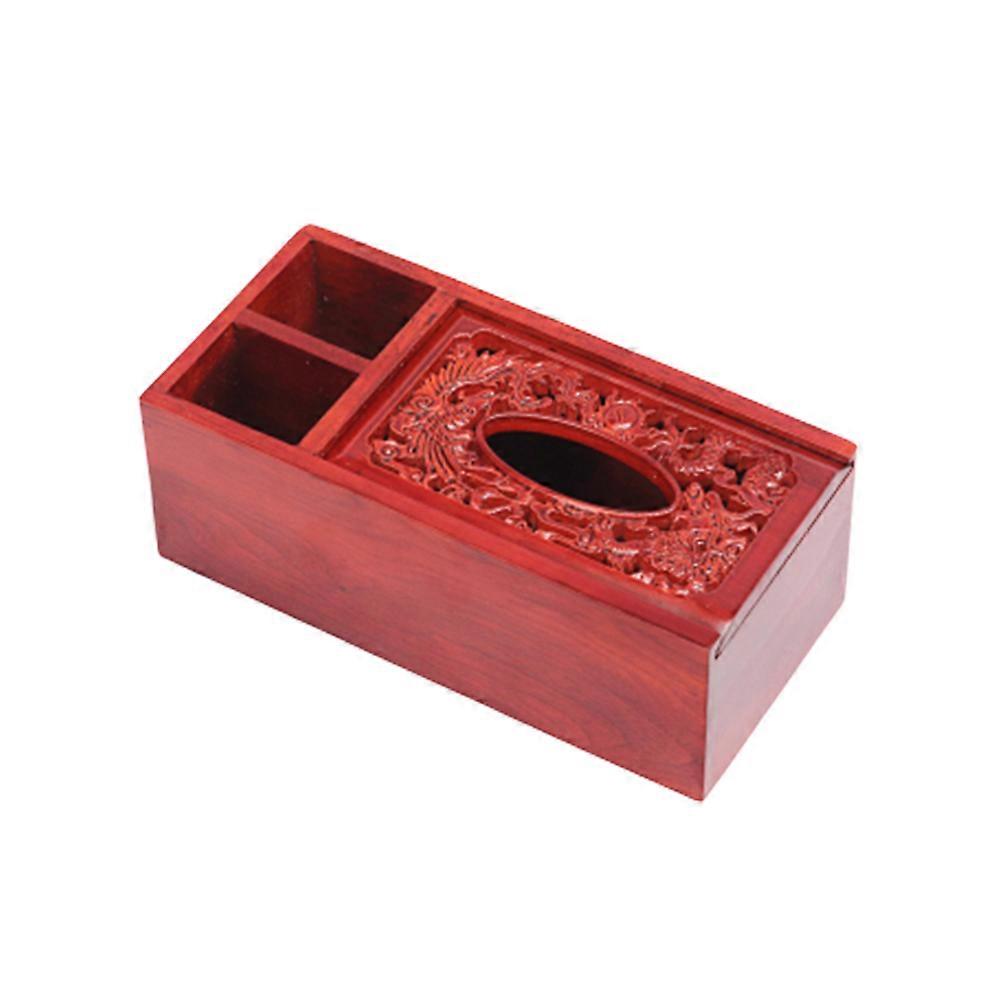 Red Tissue Box Made of Plastic for Holding Tissue with Modern Design and Two Compartments 7.5 x 4.3 x 3.1 inches