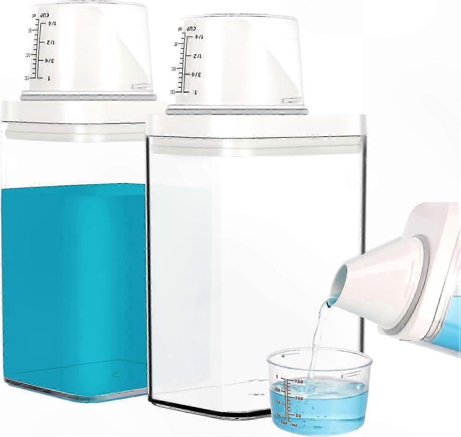 2er-Pack verschließbarer Waschmittelbehälter mit Messlöffel, auslaufsicher, robuste Bauweise, einfache Bedienung