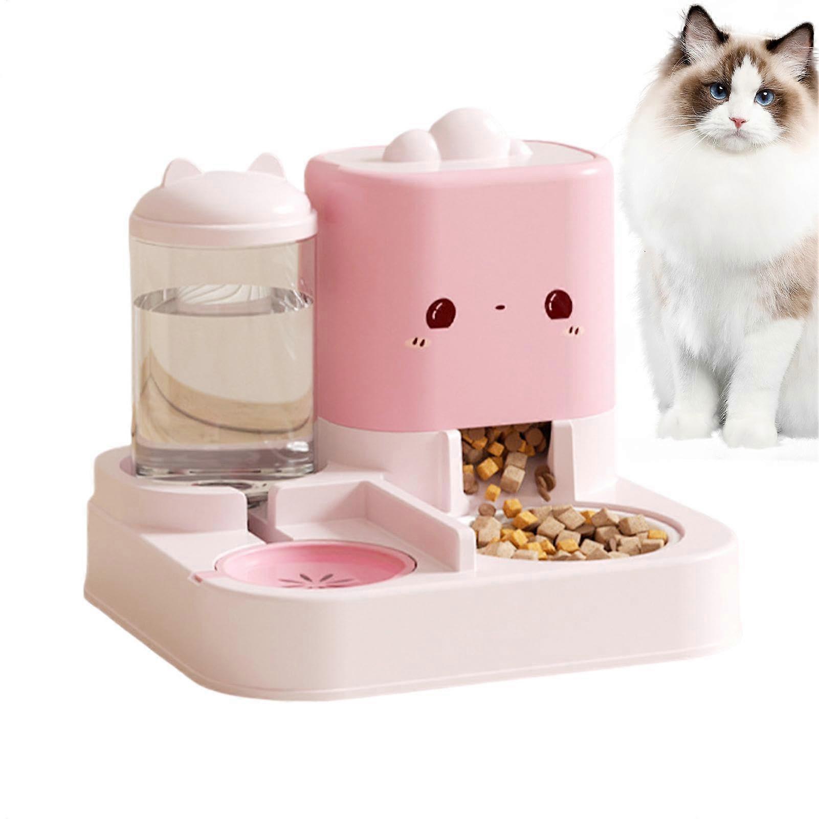 Cat Automatic Feeders Food And Water Container Self Dispensing Feeder For Indoor Small And Medium Cats And Dogs Pink