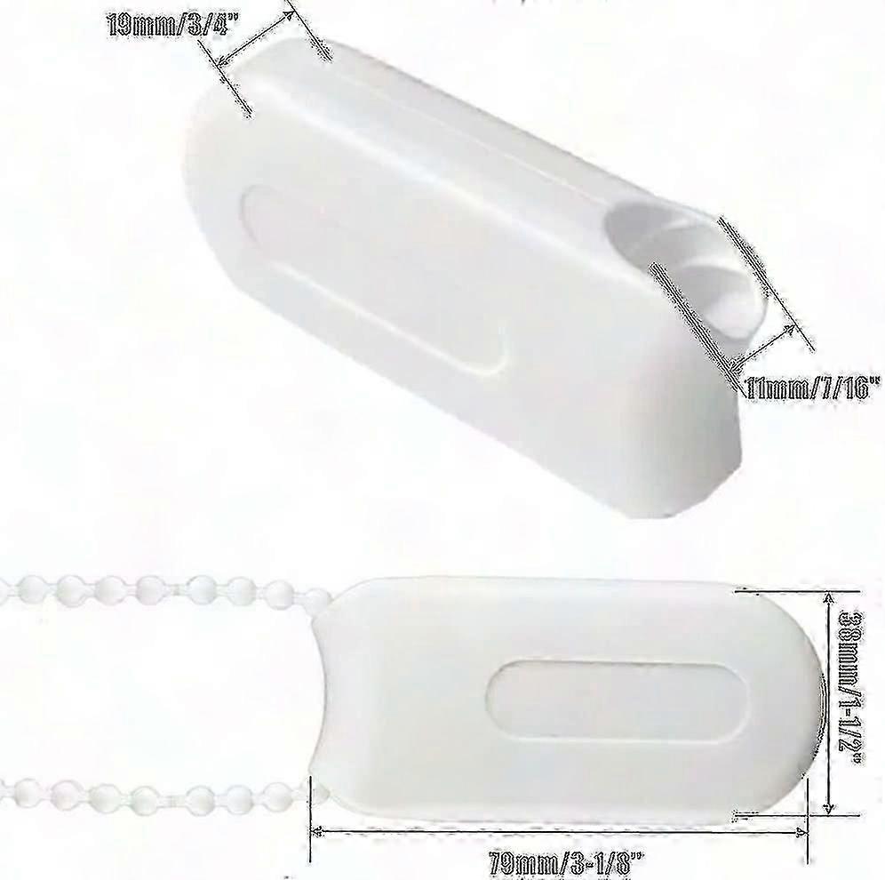Plastic Pull String Pendants for Vertical Blinds & Drapes - Window Shutter Safety Handle, Curtain Cord Weights (White, 3pcs)
