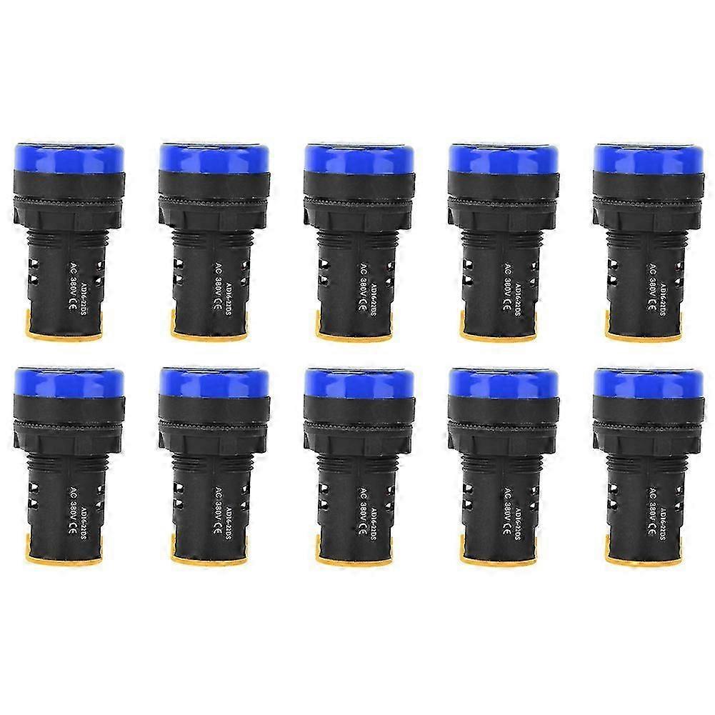 10Pcs BERM LED Power Indicator LightPC Flame Retardant Shell 22mm Diameter 380V AD16-22D/S Blue