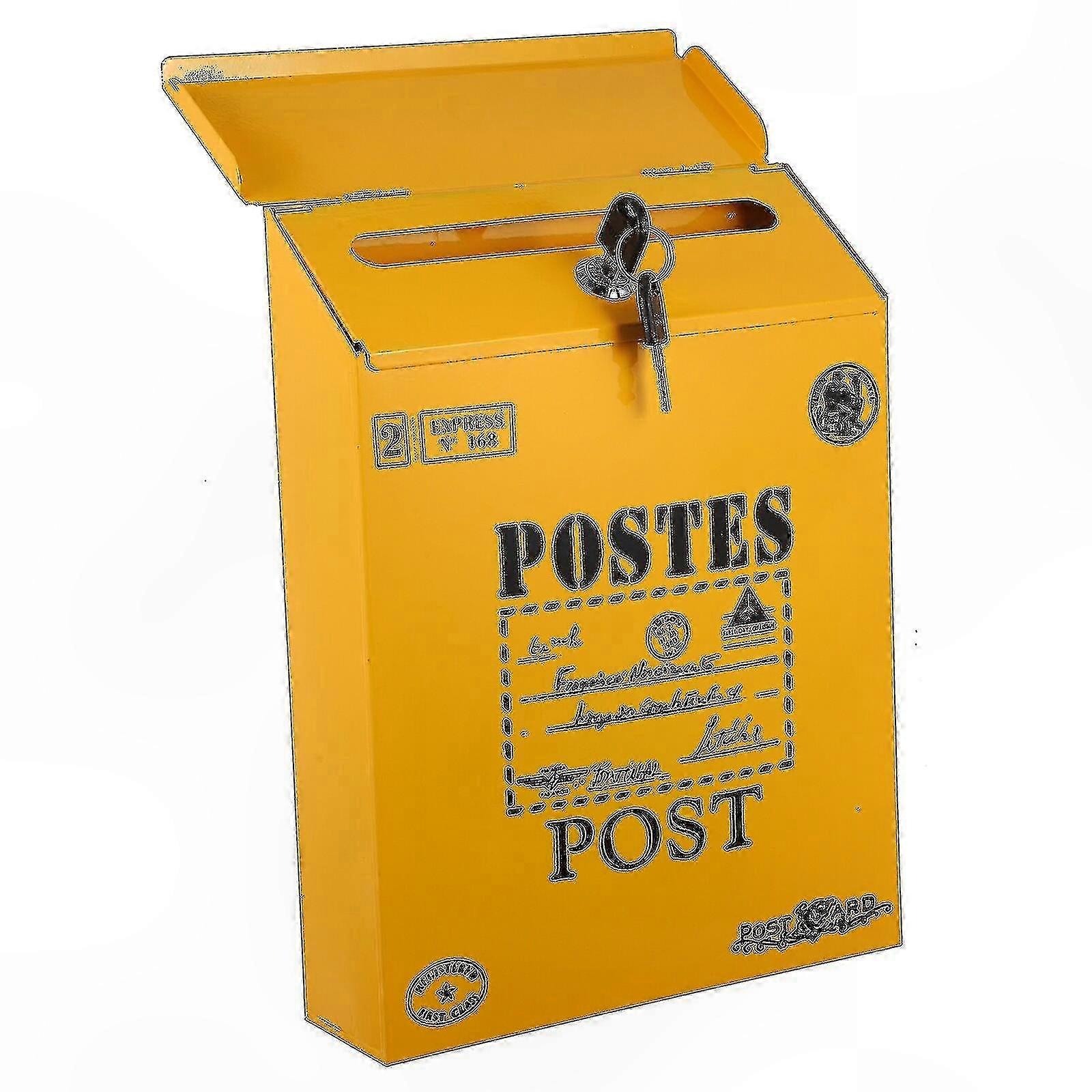 Vintage Wall-Mounted Mailbox with Lock for Letters and Newspapers
