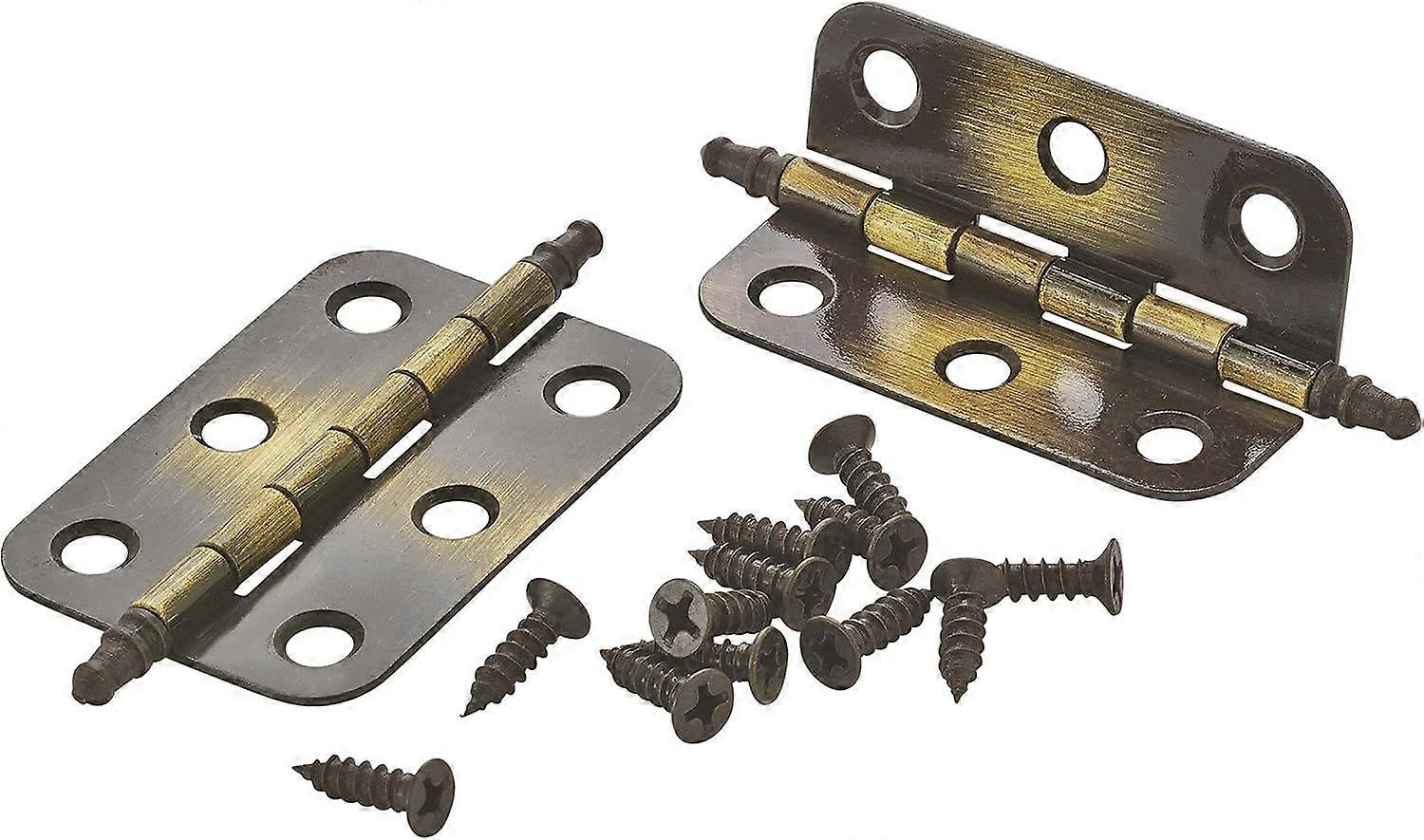 Non Self-Closing Butt Hinge, 2 Pack, 2", Antique Brass Antique Brass 2 Inch