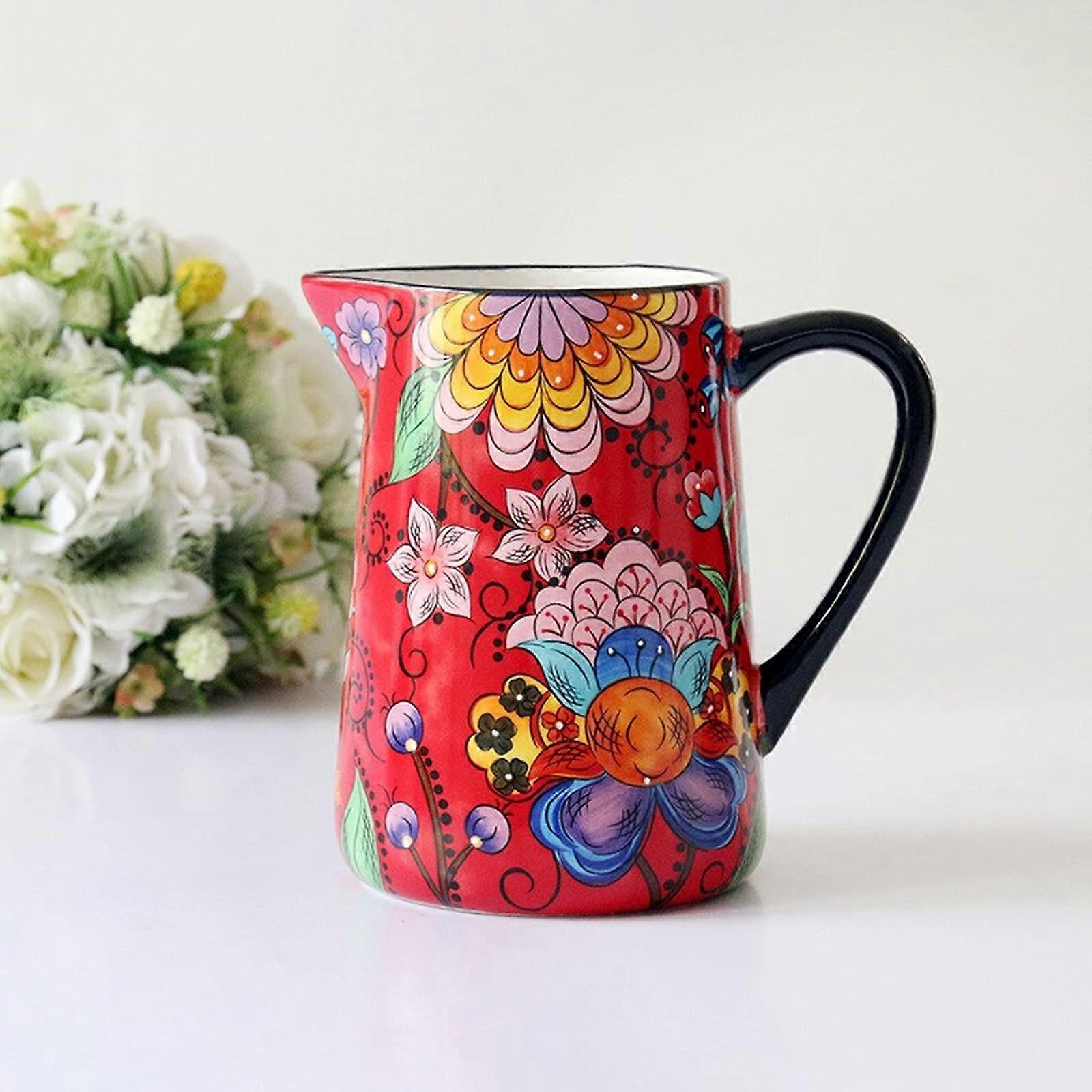 Kettles 54.1 Oz Ceramic Pitcher with Handle, Spout, Large Capacity Water Jug, Stylish Teapot and Canteen, Home Decor