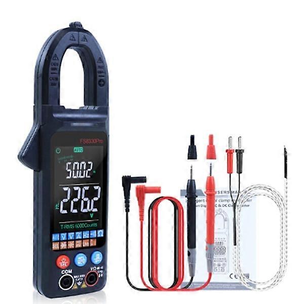 DC/AC Digital Clamp Meter 6000 Counts 400A Amp Multimeter Large Color Screen Voltage Tester FS8330Pro Black