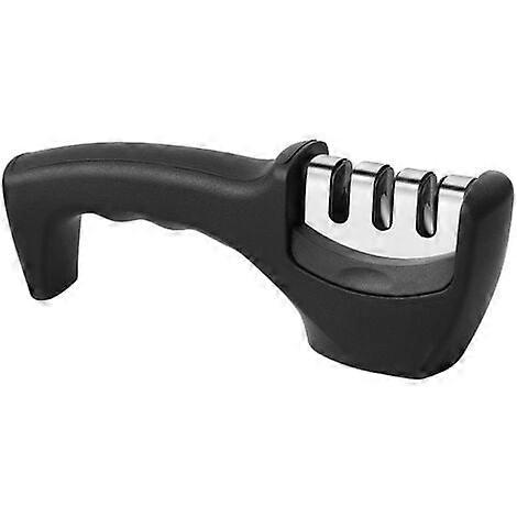 Knife Sharpener, 3 in 1 Professional Knife Sharpener, Manual Knife Sharpener, Knife Sharpener (Black)