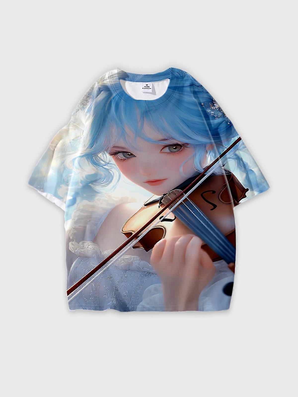 T-Shirt Short Sleeve Round Neck, Summer Casual Loose Graphic Tee, Unisex Pattern V2525