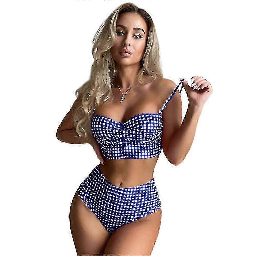 High-Waisted Padded Bikini Swimsuit with Push-Up Support for Summer Beachwear