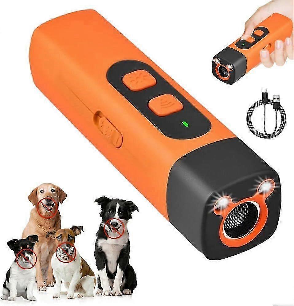Rechargeable Ultrasonic Dog Bark Deterrent Device - 3 Frequency Anti Barking Control with LED Flashlight for Small Large Dogs