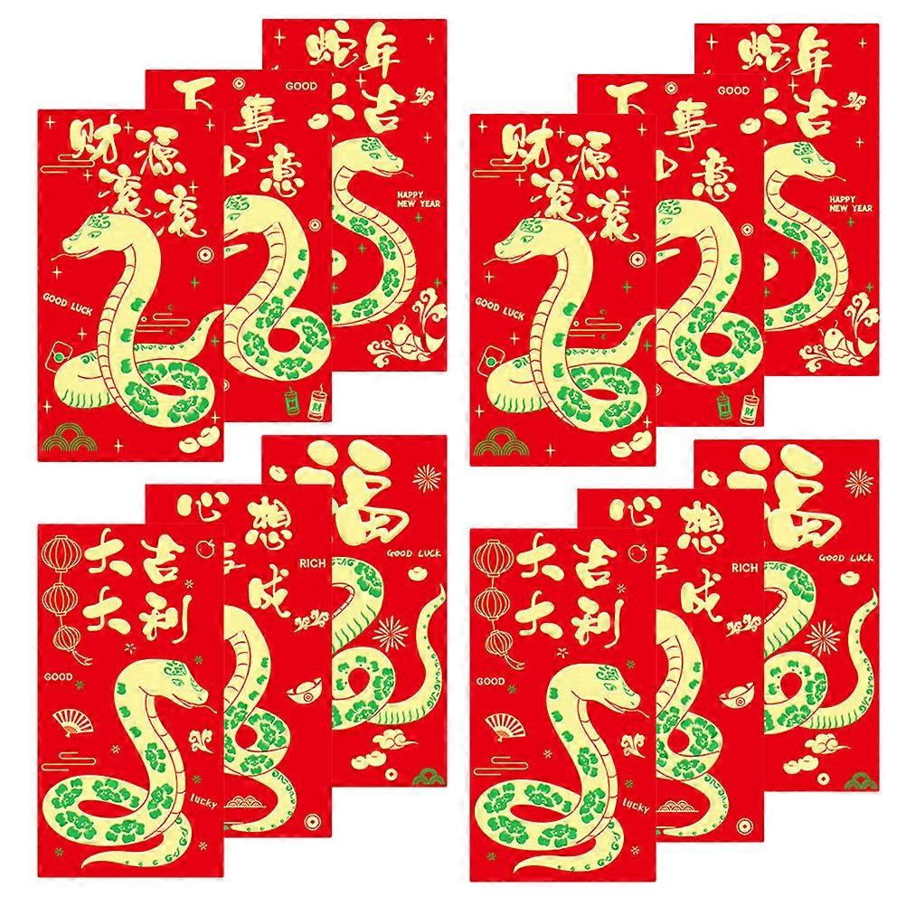 Chinese New Year Red Envelopes for Party with Gold Foil Design Multi Color Paper Hongbao Lucky Money Pockets 36pcs