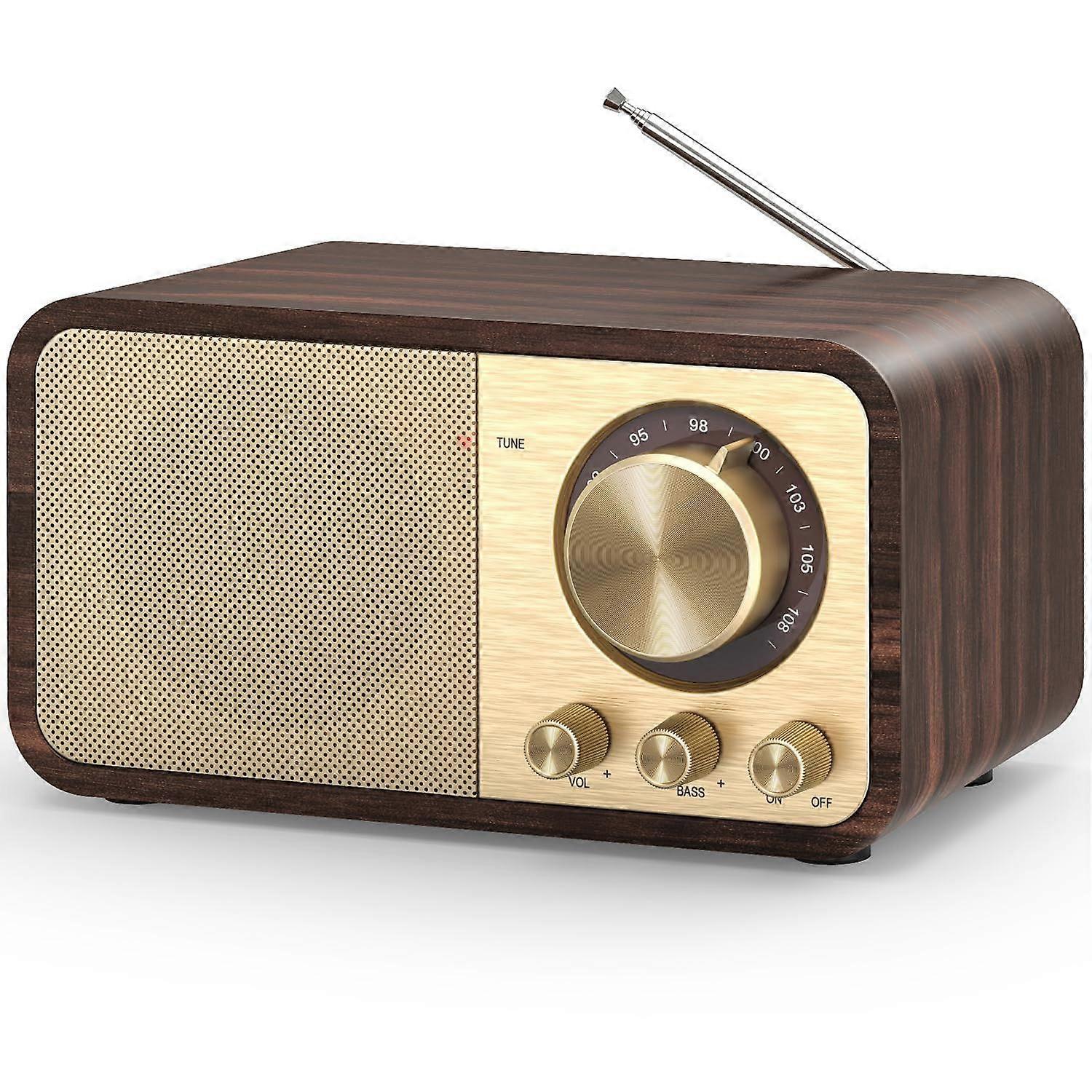 FM Radio Retro Bluetooth, Nostalgia Radio with 5W Speaker, Retro Bluetooth Transistor Radio with 2000mAh Rechargeable Battery Portable Radio Supports 