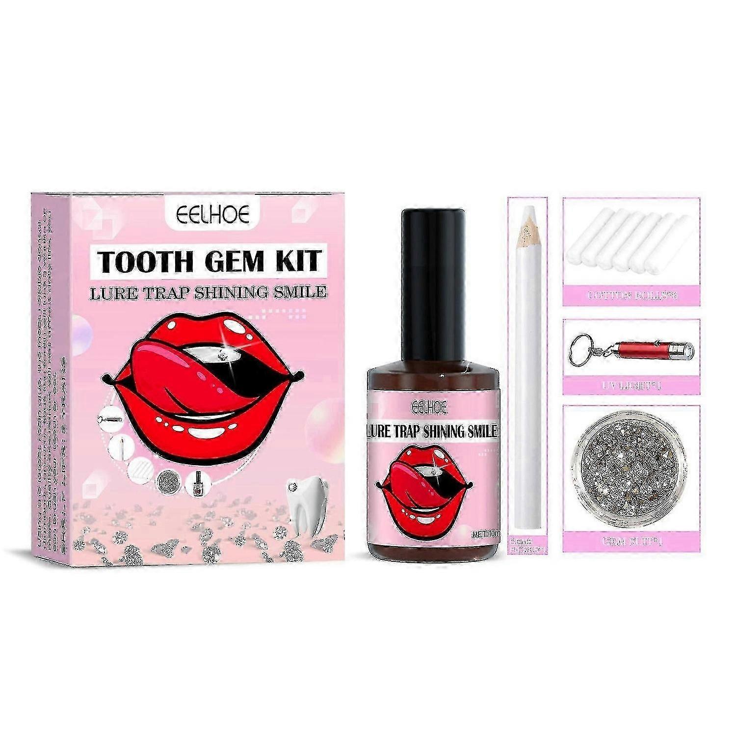 Tooth Crystal Set With Curing Lamp And Glue, 20 Piece Crystal Jewelry Starter Set Tw