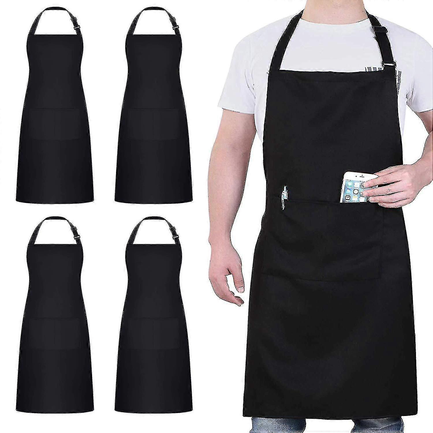 Waterproof Adjustable Chef Apron with 2 Pockets for Kitchen Cooking 4Pcs