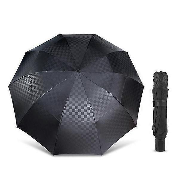 Double Layer Dark Grid Big Umbrella