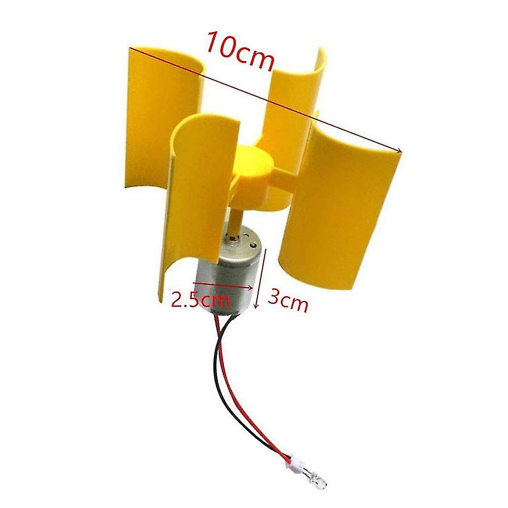 Mini Vertical Wind Turbine Generator, Wind Turbine Kit, Teaching Model Yellow
