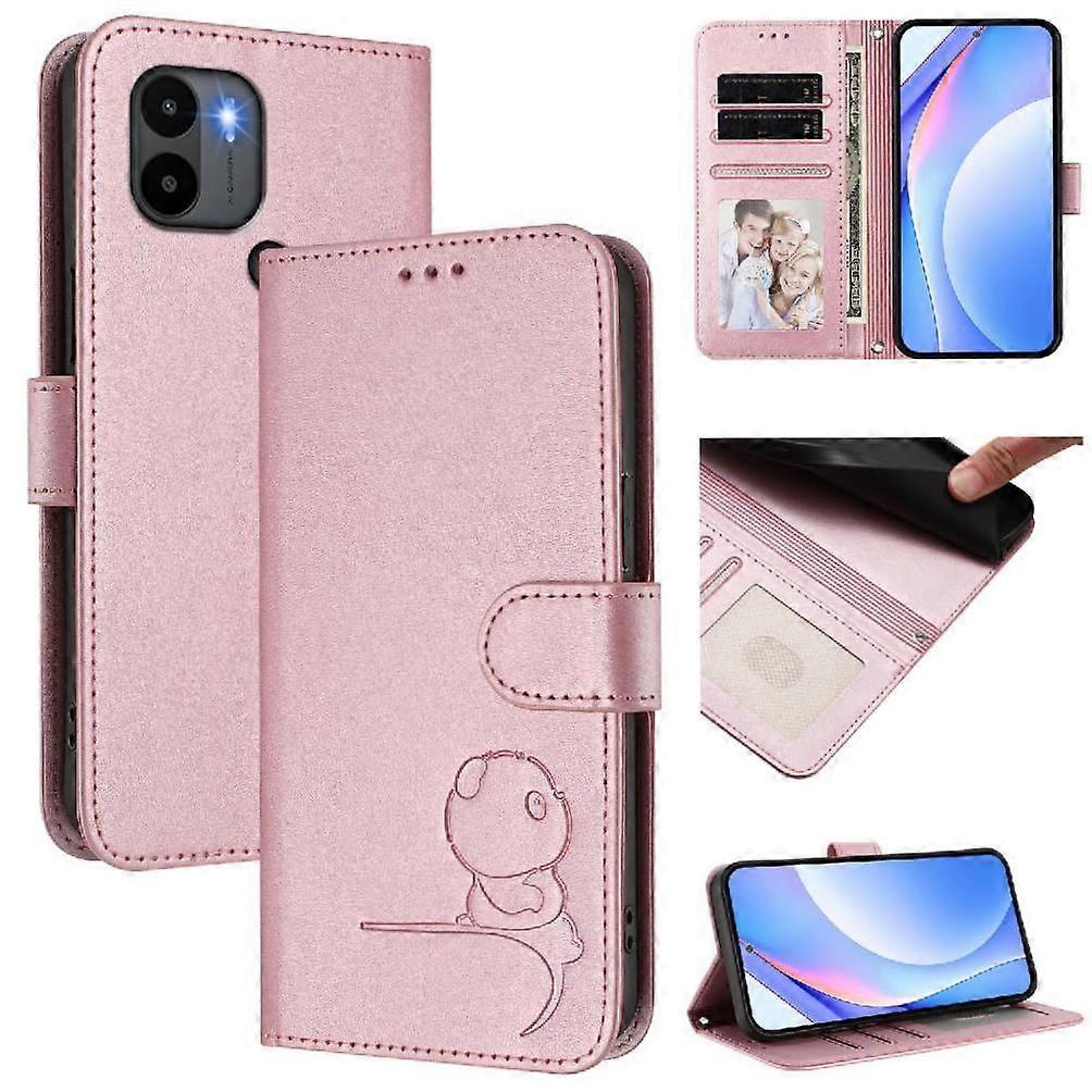 Wallet Flip Phone Cover for Xiaomi Redmi A2 Plus Embroidered Butterfly 5 Card Holder Rope Zippered Bag