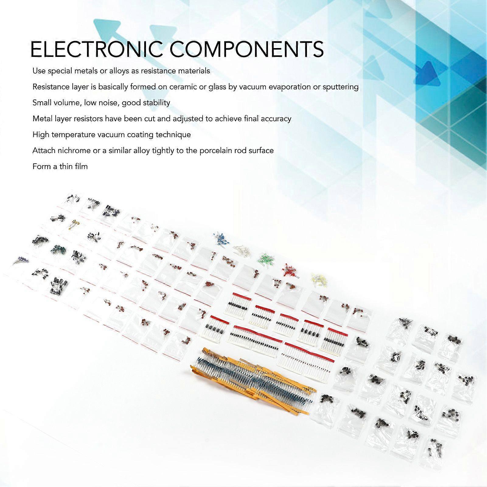 Electronic Components Kit Assortment 6 Values Resistor Electrolytic Capacitor LED Diodes