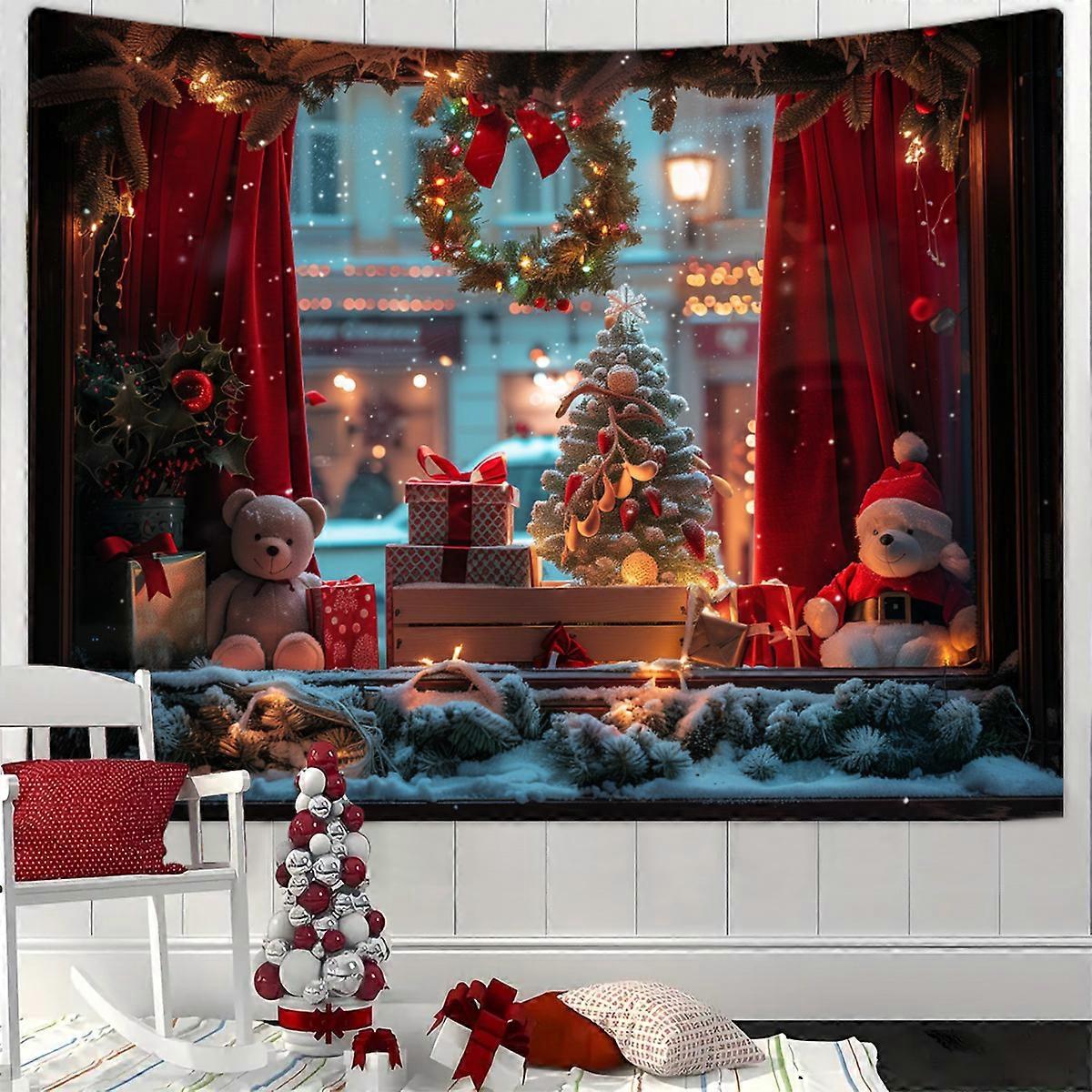 Christmas tapestry Christmas tree 3D window effect photography background cloth Christmas tree tapestry
