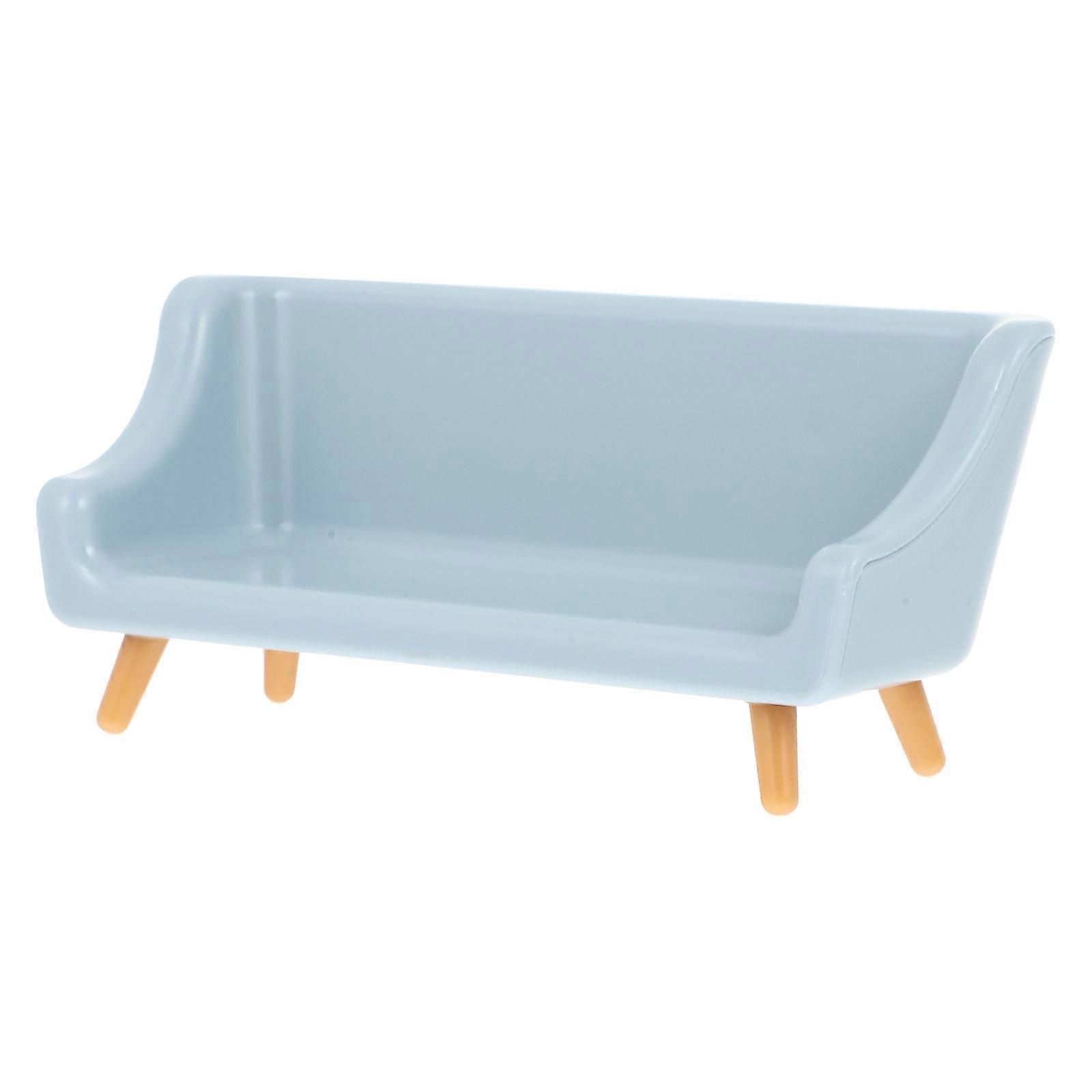 Miniature Sofa Model for Decoration 2Pcs Sky-Blue Plastic Dollhouse Accessory