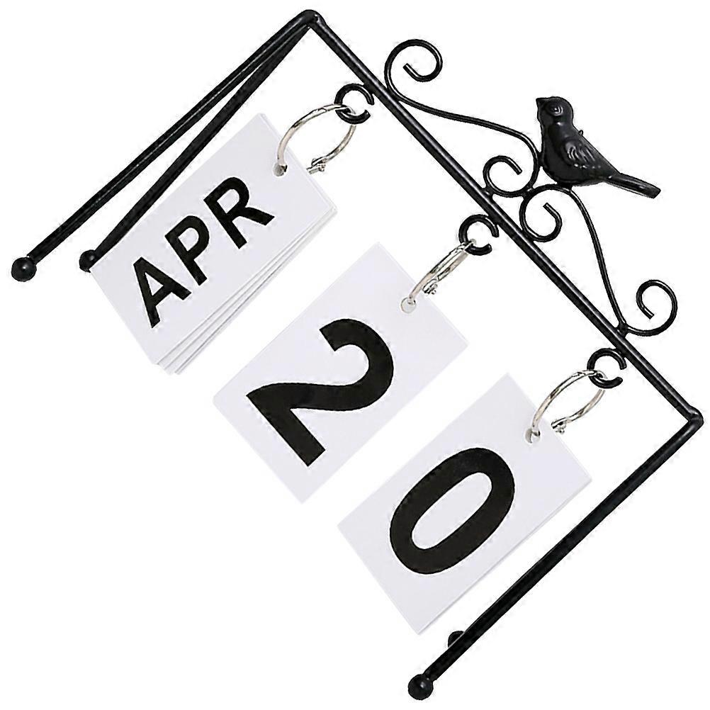 Rustic Designed Bird Shape Calendar for New Year Gift Office and Home Use Black Iron Paper 1Pack