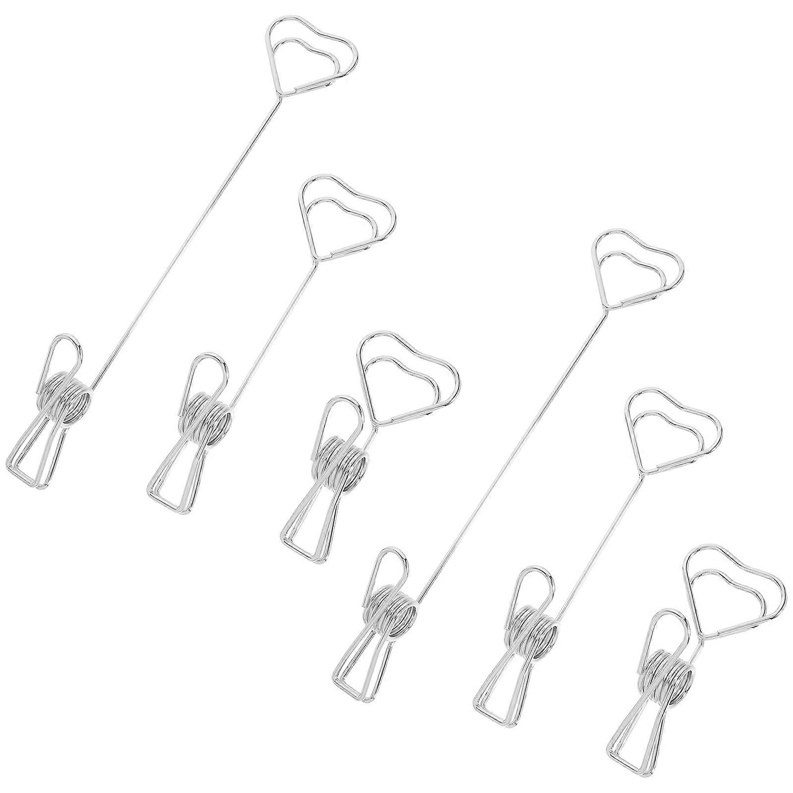 Desk Accessories Card Badge Holder Modern Design 6Pcs Silver Heart Shape