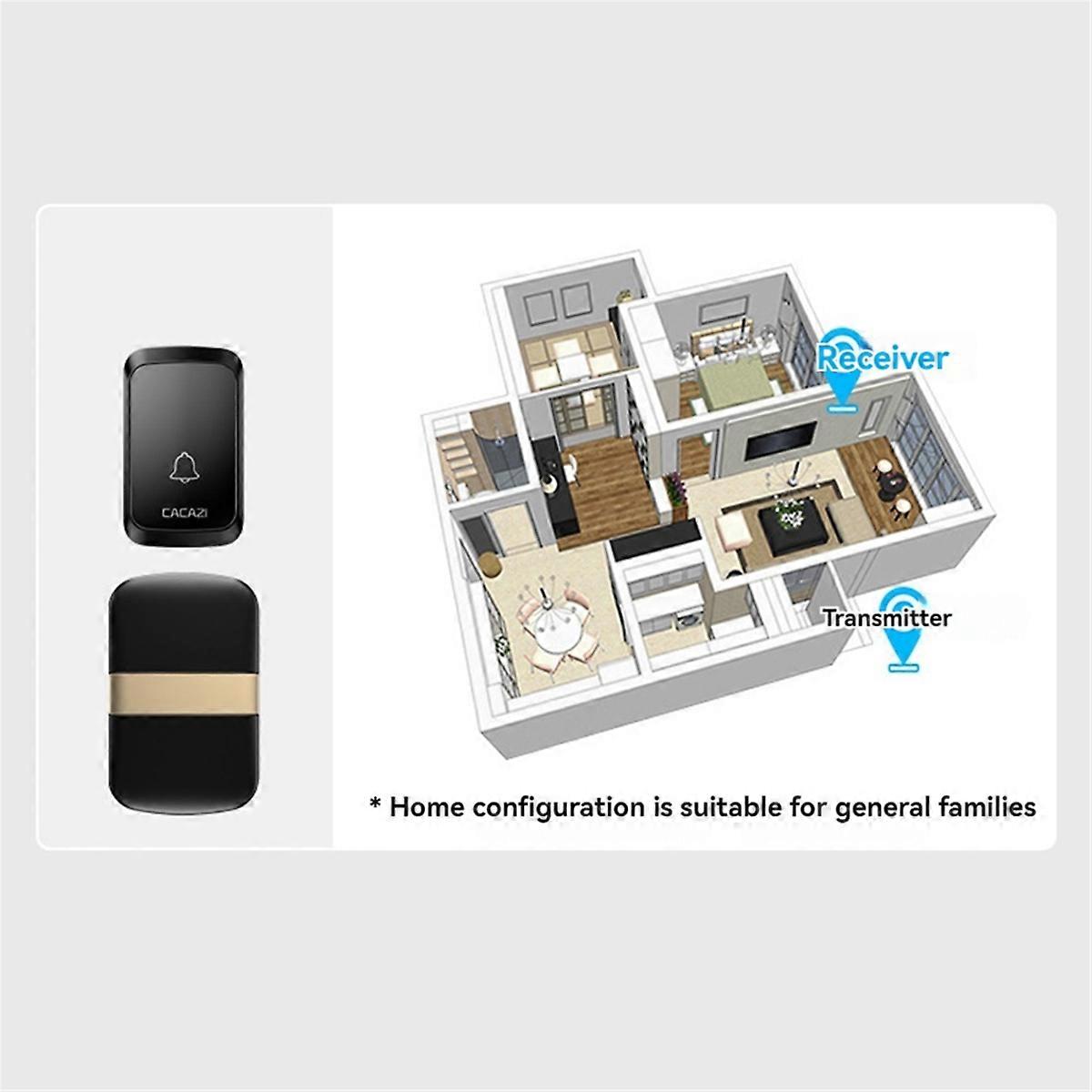  Wireless Smart Doorbell, 300m Range Smart Door Bell, UK Plug