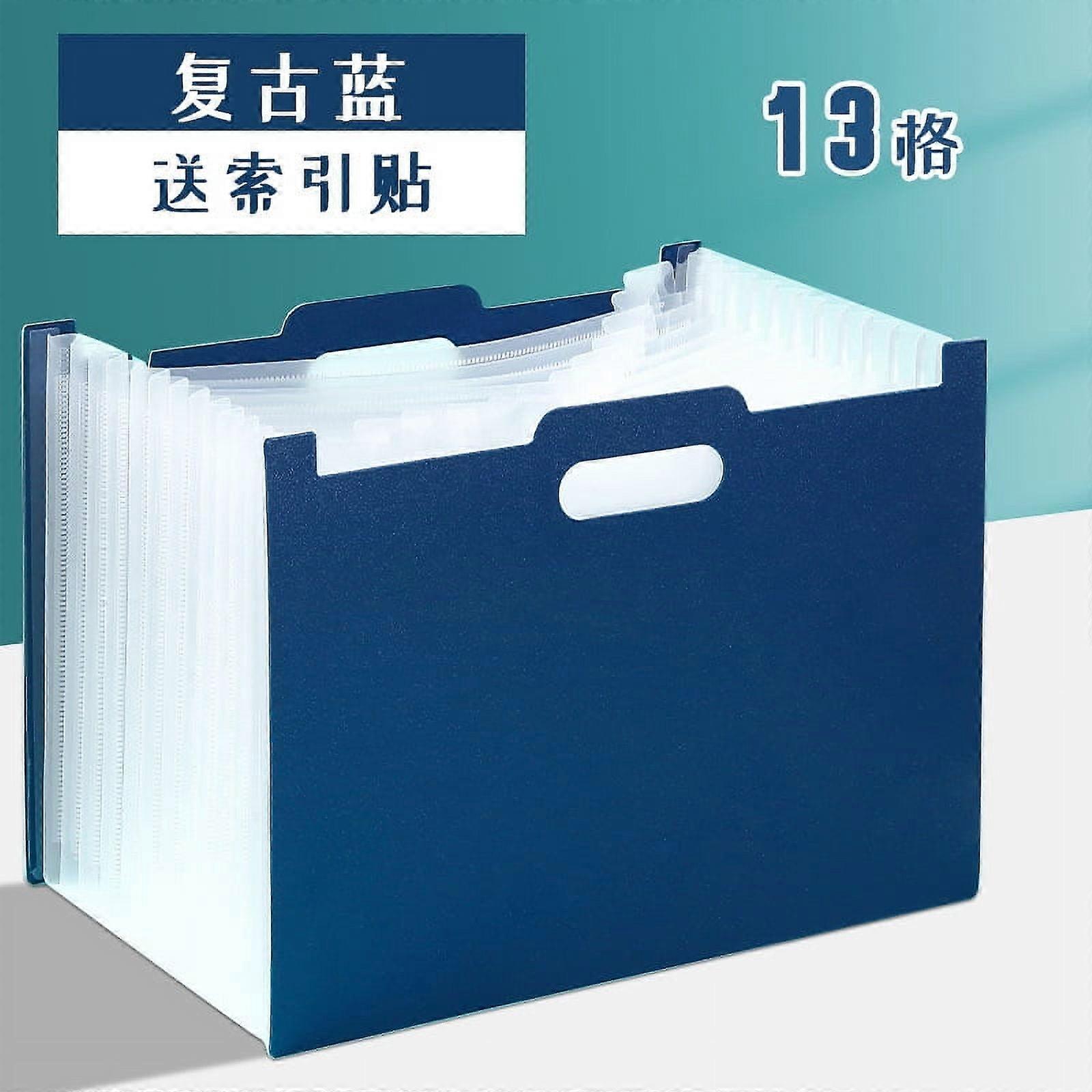 Zhuge A4 File Holder Folder with 13 Pockets, Vertical Stand, Compatible for Students, Office, Dark Blue